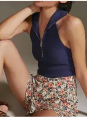NWT Maeve by Anthropologie Quarter Zip Halter Top
